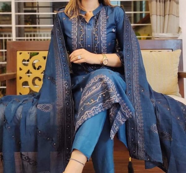 Bangladesh Block Print Three Piece Set – Traditional Elegance Collection