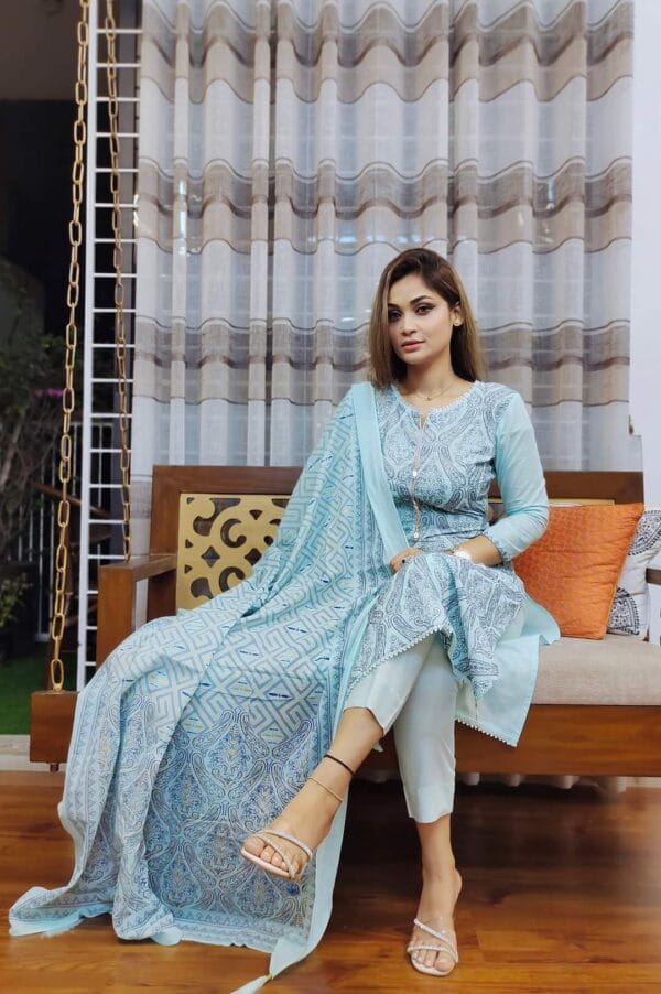 Bangladesh Block Print Three Piece Set – Traditional Elegance Collection