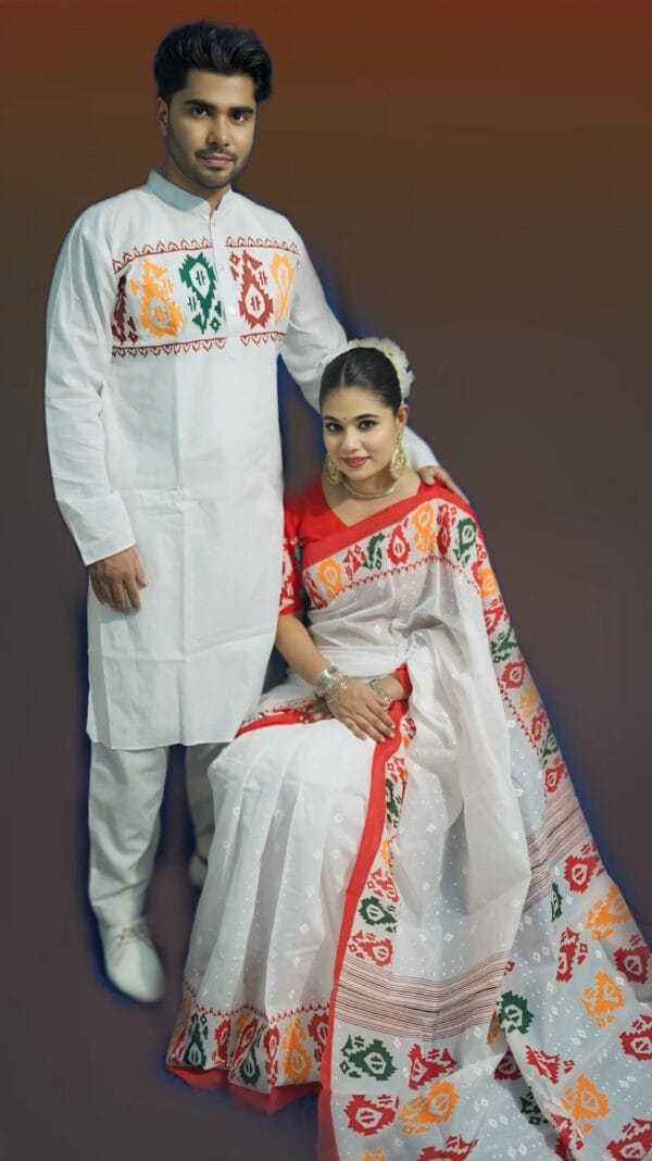 Premium Quality Matching Couple Set SAREE AND PANJABI CODE NO : BF-594