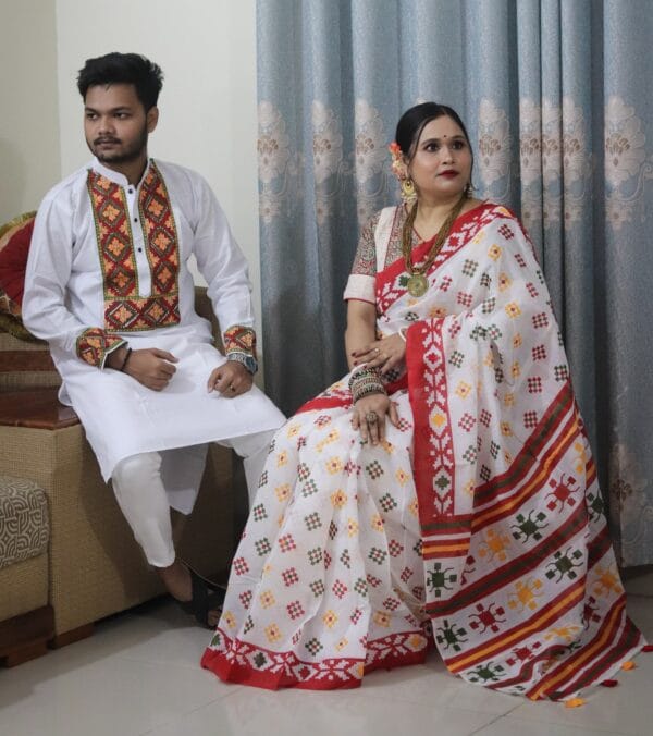 Premium Quality Matching Couple Set SAREE AND PANJABI CODE NO : BF-591