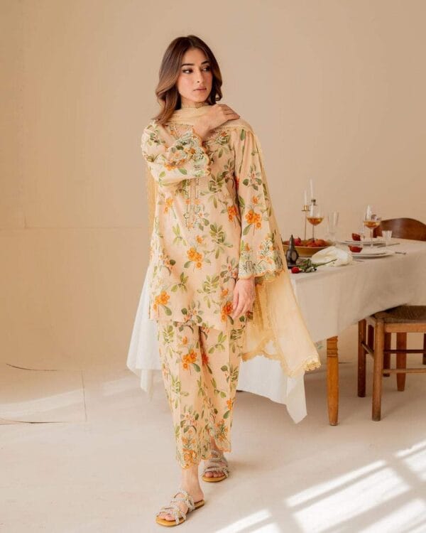 Premium AC Cotton Embroidered & Screen Print Ready-Made Three-Piece Set | AC-TP-2025